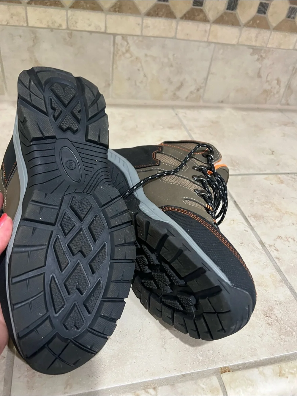 Men's Brown & Orange Hiking Boots